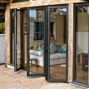 Thermal Break Bifold Door Soundproof Door Exterior Hurricane Proof Tempered Glazed Aluminium Folding Door