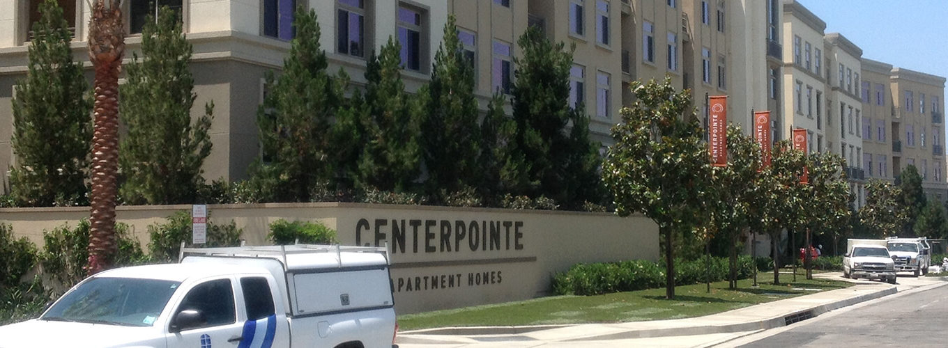 Walker Windows installation truck and service team on multi-family apartment site