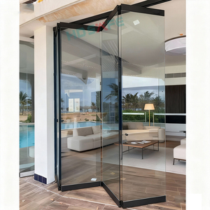 Stainless Steel Frameless Glass Folding Door Villa Balcony Restaurant Movable Partition