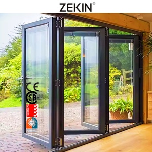 Aluminum Folding Doors Double Glass Bifold Patio Doors Outswing Energy Efficient NFRC AS2047 CE