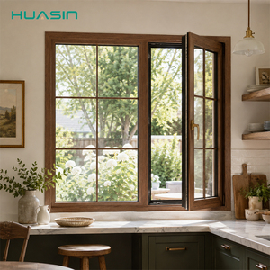 High Air Tightness Energy Saving Solid Wood Double-sash windows for Retro Building