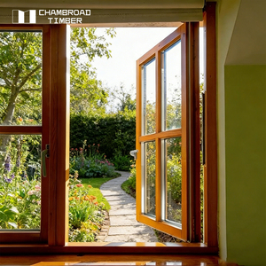 Custom Made Solid Modern Wood Casement Window Premium Wood Frame