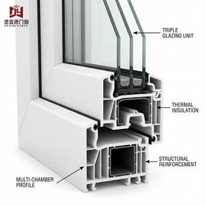 Energy Saving Multi-Chamber UPVC Casement Window Triple Glazed Vinyl Window